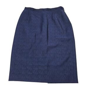 Escada Blue Pencil Skirt Tweed Wool Blend Textured Lined SZ 38 Career